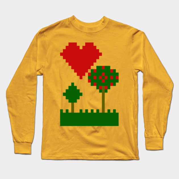 Hearts and Trees Nature Pixels Long Sleeve T-Shirt by TeachUrb